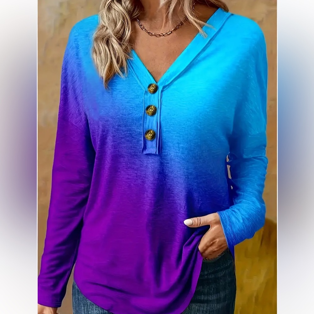 Temu Gradient Print Top